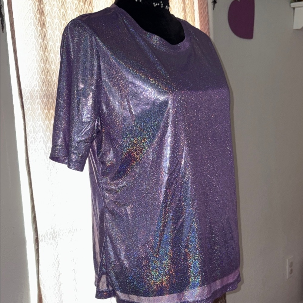 Purple holographic tee